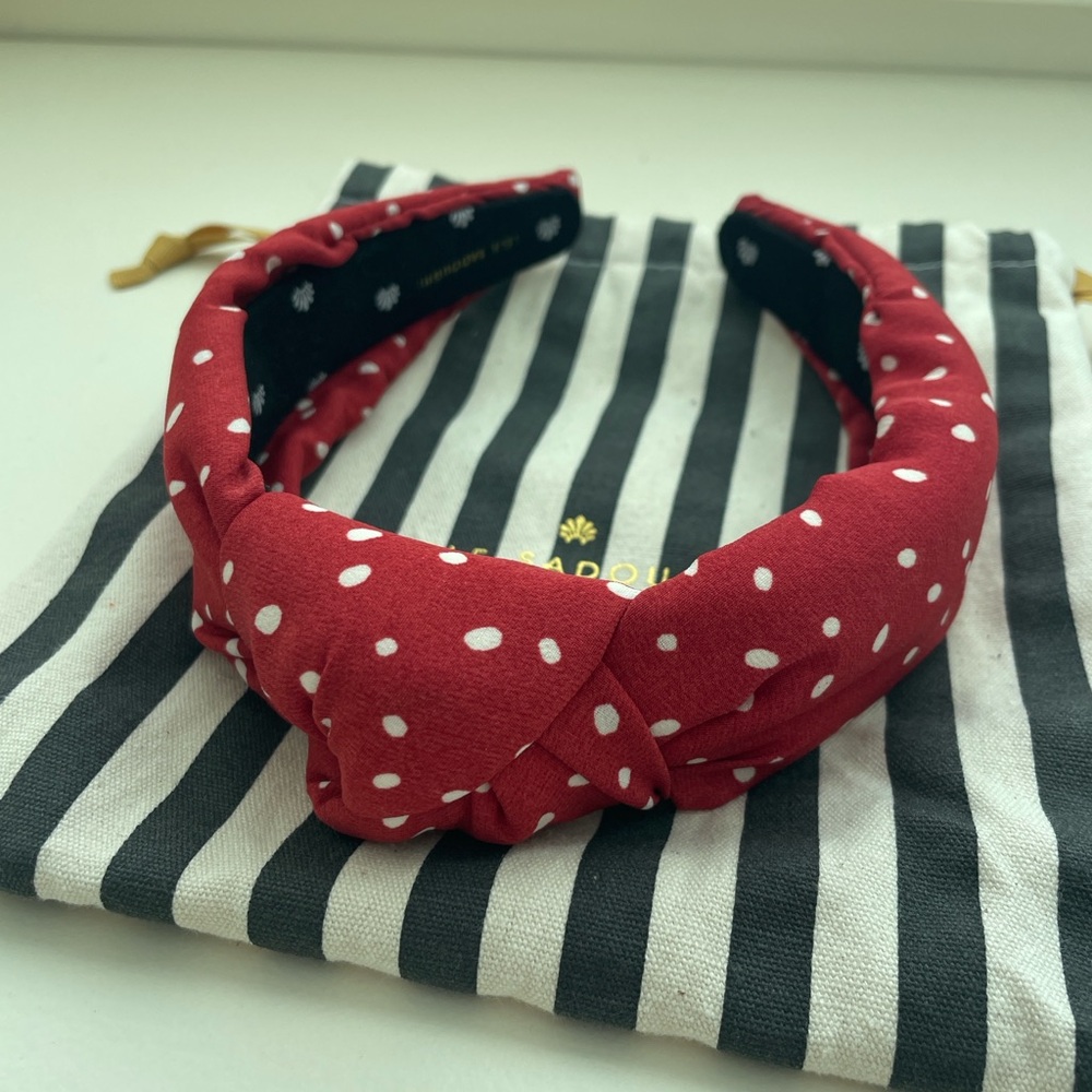 Lele Sadoughi Red and White Polka Dot Headband